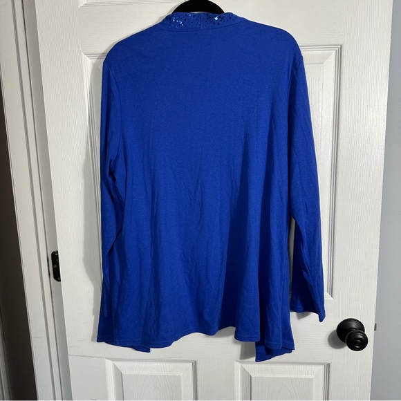 Quacker Factory XL royal blue tank w/long sleeve attached open front sweater - Picture 10 of 10